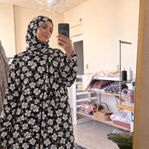 Kiraz Çiçeği Viskon Pamuklu Namaz Elbisesi